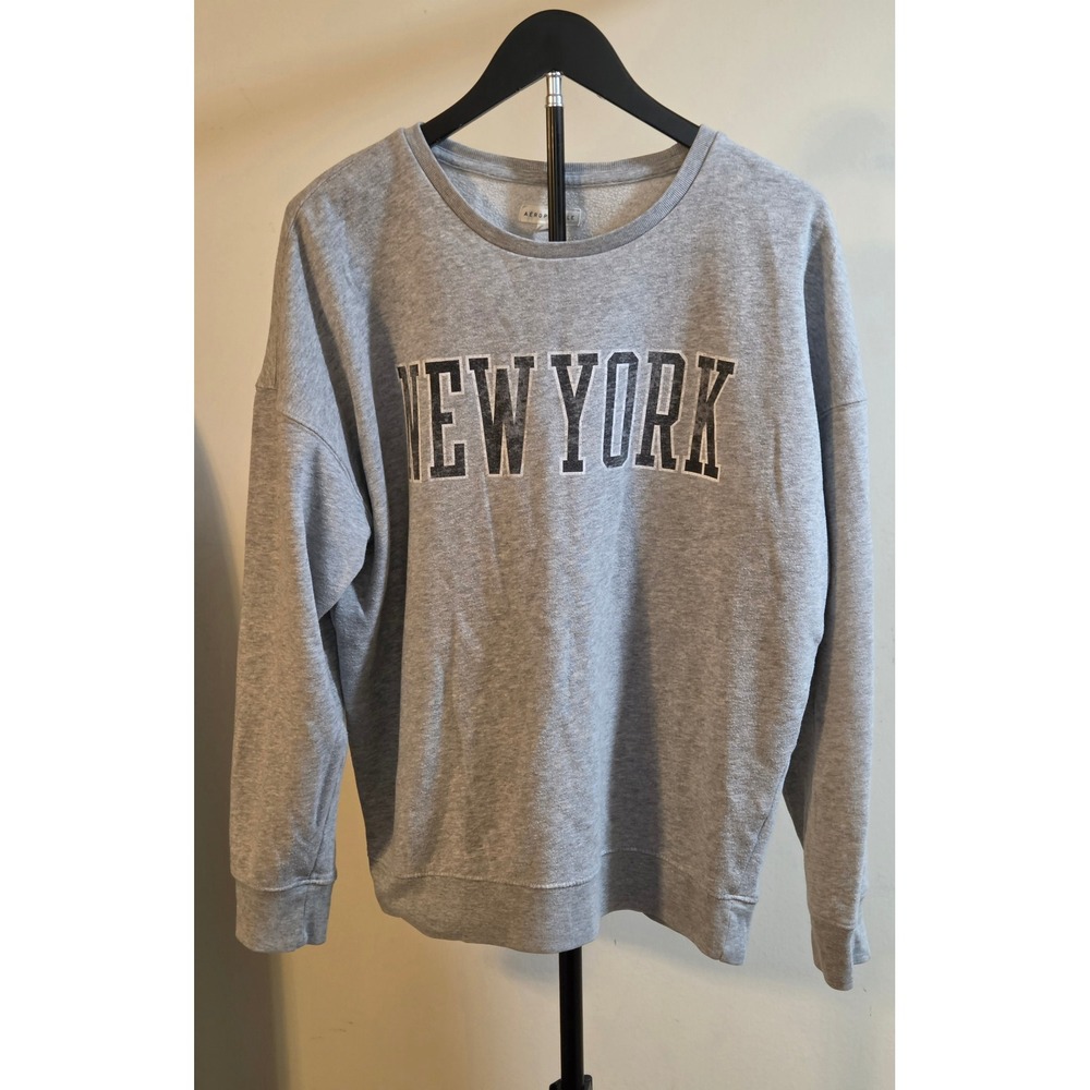 Aeropostale New York Oversized Crew Sweatshirt Women's Size Medium Gray
